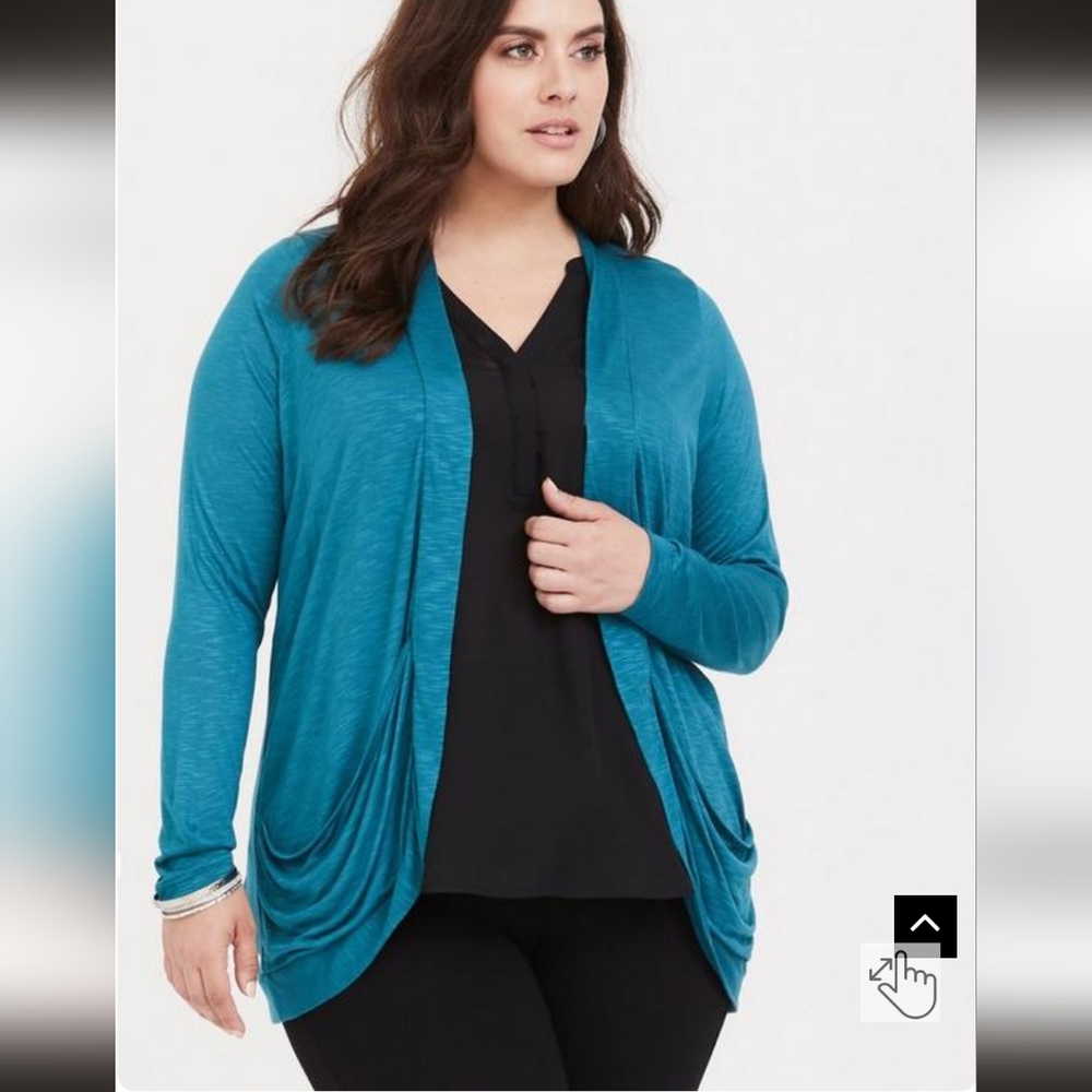 Slub Cocoon Cardigan Open Front Sweater Size 4